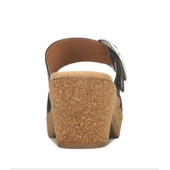 NWT Cliffs White Mountain Wedge Sandals Copious Slip On Sandals Size 6 Black - Picture 3 of 8